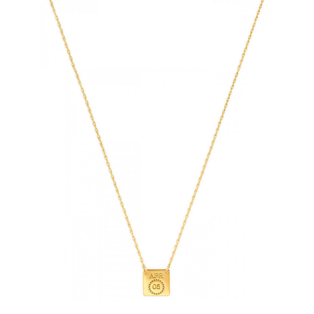 Sonderanfertigungen, Datum Und Monat Kalender Anhänger Halskette 14 K Gold Mehr Als 925 Sterling Silber - Typenschild Gravierte Kette Gelb von ymcjewelrycom