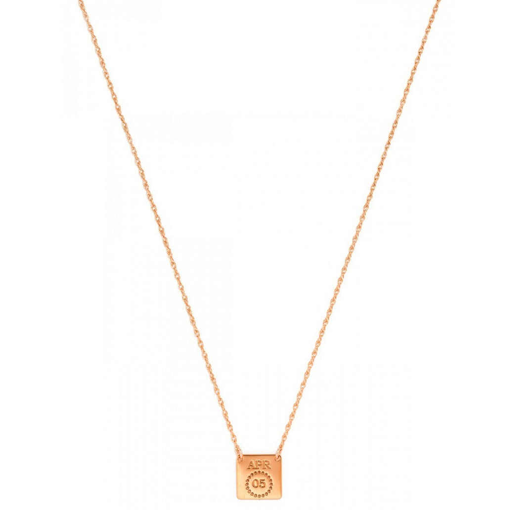 Sonderanfertigungen, Datum Und Monat Kalender Anhänger Halskette in 14K Rose Gold Über 925 Sterling Silber - Typenschild Gravur von ymcjewelrycom