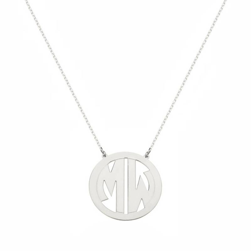 Sonderanfertigungen 2 Initialen Kreis Font Monogram Halskette in Weissgold Rhodium Über 925 Sterling Silber - Typenschild Sonderanfertigungen 2 Initialen Kreis Font Monogram Halskette in Weissgold Rhodium Über 925 Sterling Silber - Typenschild von ymcjewelrycom
