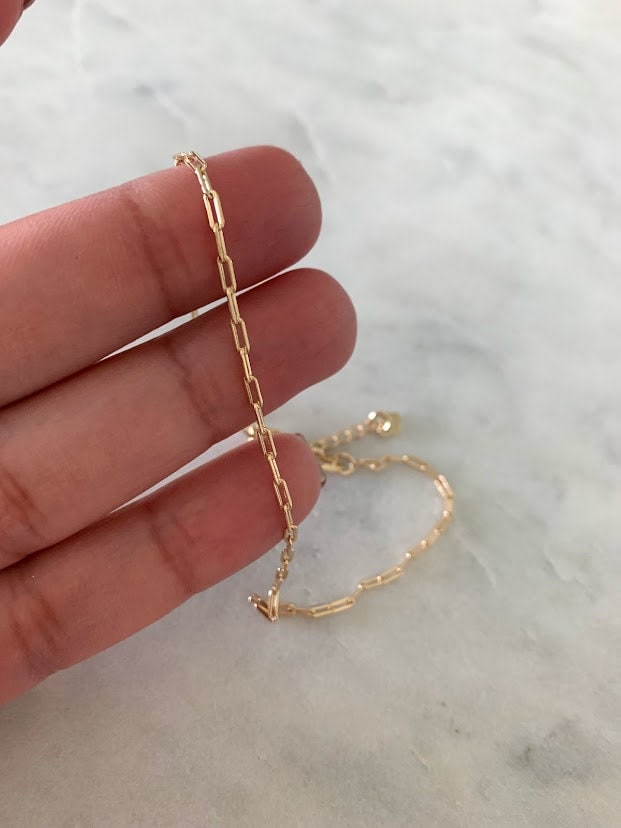 2mm Kleine Büroklammer Link-Fußkettchen | Gold Filled Fußkettchen Denken Sie Ketten-Fußkettchen Körperschmuck von ynyjewel