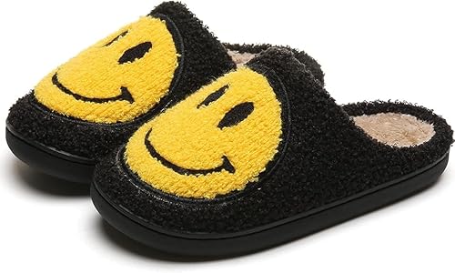 yoarmyt Smile Face Hausschuhe Damen Herren, Winter Warme Flauschige Plüsch Hausschuhe Indoor, Gesichter Hausschuhe, Rutschfeste Leichte Weiche Flauschige Pantoffeln, Frauen Bequeme Slippers Unisex von yoarmyt