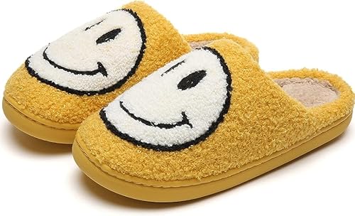 yoarmyt Smile Face Hausschuhe Damen Herren, Winter Warme Flauschige Plüsch Hausschuhe Indoor, Gesichter Hausschuhe, Rutschfeste Leichte Weiche Flauschige Pantoffeln, Frauen Bequeme Slippers Unisex von yoarmyt