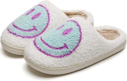 yoarmyt Smile Face Hausschuhe Damen Herren, Winter Warme Flauschige Plüsch Hausschuhe Indoor, Gesichter Hausschuhe, Rutschfeste Leichte Weiche Flauschige Pantoffeln, Frauen Bequeme Slippers Unisex von yoarmyt