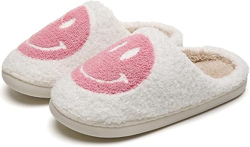 yoarmyt Smile Face Hausschuhe Damen Herren, Winter Warme Flauschige Plüsch Hausschuhe Indoor, Gesichter Hausschuhe, Rutschfeste Leichte Weiche Flauschige Pantoffeln, Frauen Bequeme Slippers Unisex von yoarmyt