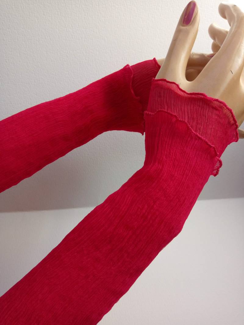 Armstulpen Aus Crinkleseide, Pink, Uni Rosa Armstulpen Aus Crinkleseide, Pink, Uni Rosa von yolainefruehauf