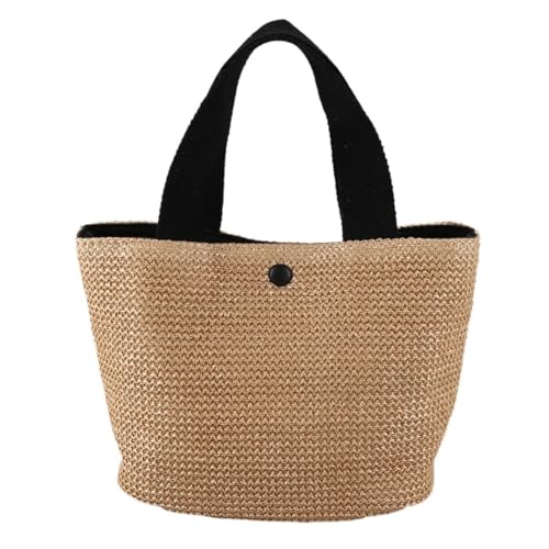 yomoe Neue Geflochtene Korb-Strohtasche für Damen, Handgewebte Korbhandtasche, Sommer-Bohemien-Strandtasche, Damenhandtasche, Schwarz yomoe Neue Geflochtene Korb-Strohtasche für Damen, Handgewebte Korbhandtasche, Sommer-Bohemien-Strandtasche, Damenhandtasche, Schwarz von yomoe