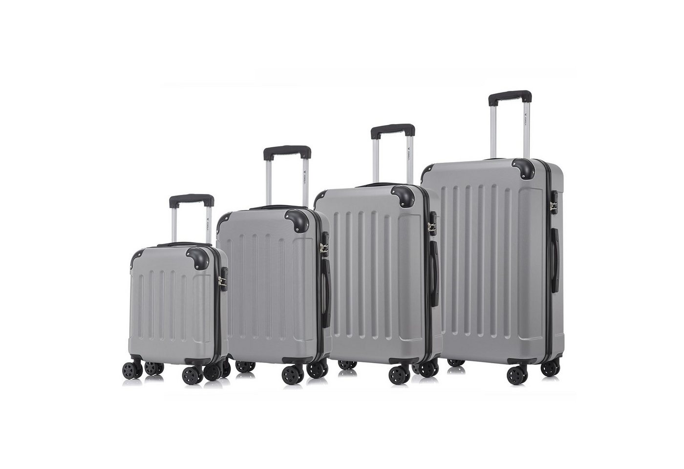 yonsly Kofferset 4er Set, Reisekoffer Trolley mit 360° Rollen ABS-Hartschalen, 4 Rollen, (4 tlg., Sicherheitsschloss Weichem Gummigriff Handgepäck S/M/L/XL), Leichtes Gepäckset Trolley 4er Koffer Set, Reisekoffer von yonsly