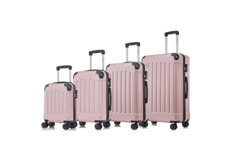 yonsly Kofferset 4er Set, Reisekoffer Trolley mit 360° Rollen ABS-Hartschalen, 4 Rollen, (4 tlg., Sicherheitsschloss Weichem Gummigriff Handgepäck S/M/L/XL), Leichtes Gepäckset Trolley 4er Koffer Set, Reisekoffer von yonsly