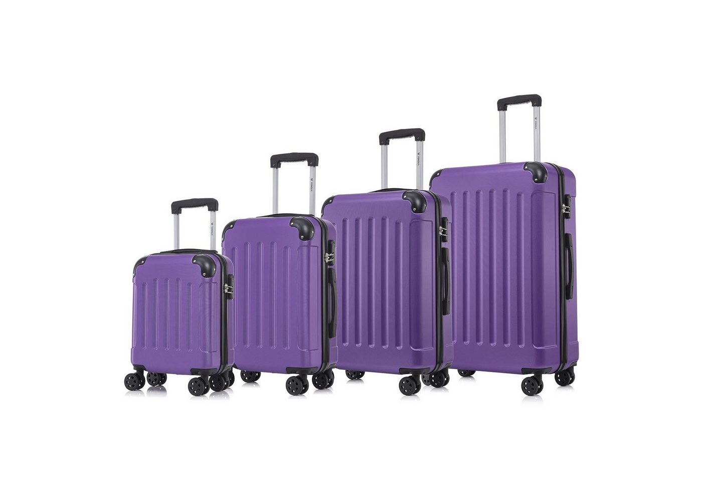yonsly Kofferset 4er Set, Reisekoffer Trolley mit 360° Rollen ABS-Hartschalen, 4 Rollen, (4 tlg., Sicherheitsschloss Weichem Gummigriff Handgepäck S/M/L/XL), Leichtes Gepäckset Trolley 4er Koffer Set, Reisekoffer von yonsly