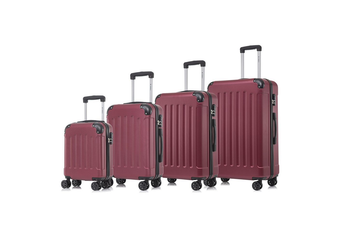 yonsly Kofferset 4er Set, Reisekoffer Trolley mit 360° Rollen ABS-Hartschalen, 4 Rollen, (4 tlg., Sicherheitsschloss Weichem Gummigriff Handgepäck S/M/L/XL), Leichtes Gepäckset Trolley 4er Koffer Set, Reisekoffer von yonsly