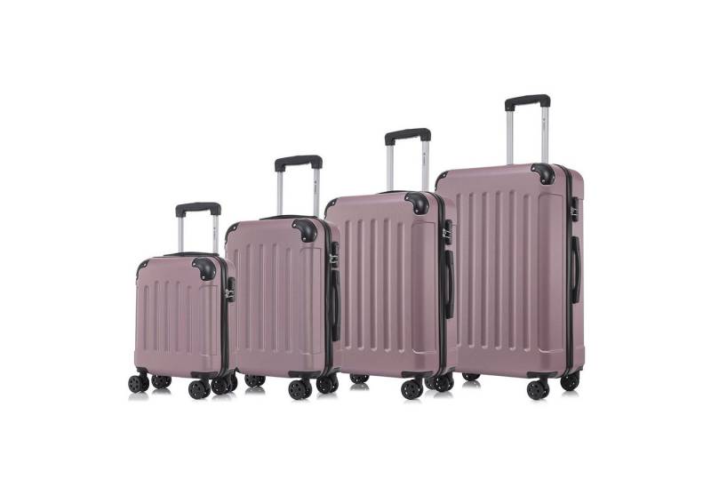 yonsly Kofferset 4er Set, Reisekoffer Trolley mit 360° Rollen ABS-Hartschalen, 4 Rollen, (4 tlg., Sicherheitsschloss Weichem Gummigriff Handgepäck S/M/L/XL), Leichtes Gepäckset Trolley 4er Koffer Set, Reisekoffer von yonsly