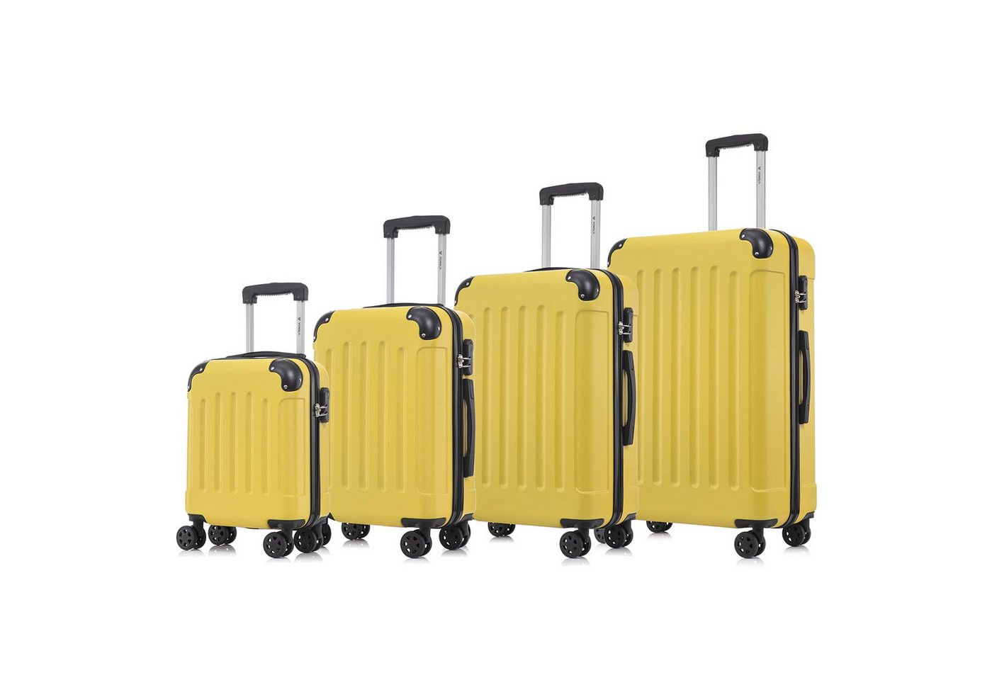 yonsly Kofferset 4er Set, Reisekoffer Trolley mit 360° Rollen ABS-Hartschalen, 4 Rollen, (4 tlg., Sicherheitsschloss Weichem Gummigriff Handgepäck S/M/L/XL), Leichtes Gepäckset Trolley 4er Koffer Set, Reisekoffer von yonsly
