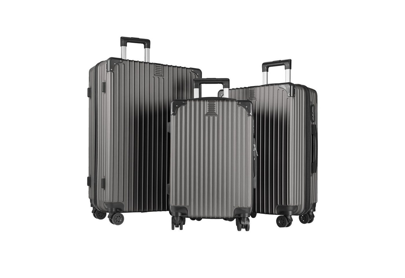 yonsly Kofferset Reisekoffer 3er Set Hartschalen Koffer Trolley Set, 4 Rollen, (mit 360°Rollen, ABS-Material, Sicherheitsschloss, 3 tlg), 210D-Futter&Teleskopgriff Leichter Reisekoffer Trolley Handgepäck von yonsly