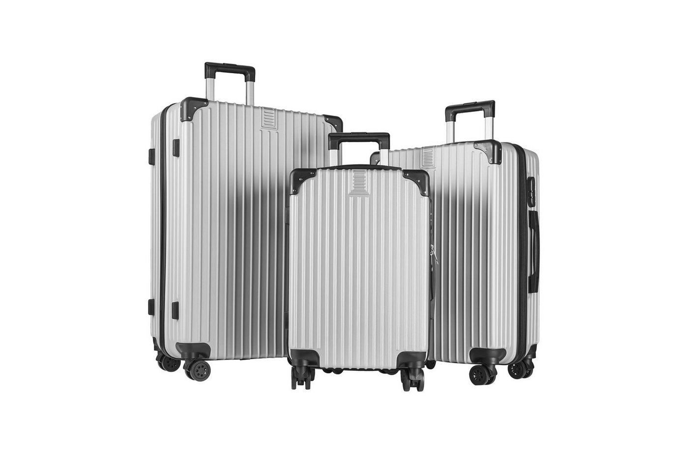 yonsly Kofferset Reisekoffer 3er Set Hartschalen Koffer Trolley Set, 4 Rollen, (mit 360°Rollen, ABS-Material, Sicherheitsschloss, 3 tlg), 210D-Futter&Teleskopgriff Leichter Reisekoffer Trolley Handgepäck von yonsly