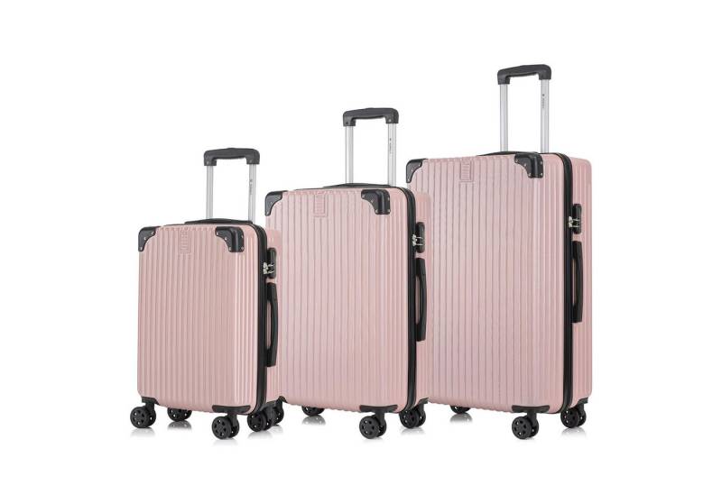 yonsly Kofferset Trolleyset Hartschale 3-teilig, Reisekoffer Set mit 360° ABS Trolley, 4 Rollen, (3 tlg., Sicherheitsschloss & Weichem Gummigriff, 210D-Futter Handgepäck M L XL), 3er Set – Stabiles Leichtgewicht für Business und Reise von yonsly