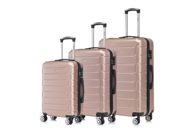 yonsly Trolleyset Hartschalen-Trolley 360° Rollen, robuster ABS Reisekoffer, Bordcase, 4 Rollen, (3 tlg), moderner Koffer mit Zahlenschloss Set in M, L & XL von yonsly