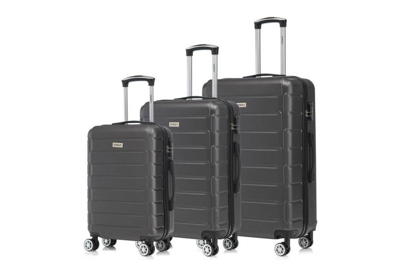 yonsly Trolleyset Hartschalen-Trolley 360° Rollen, robuster ABS Reisekoffer, Bordcase, 4 Rollen, (3 tlg), moderner Koffer mit Zahlenschloss Set in M, L & XL von yonsly