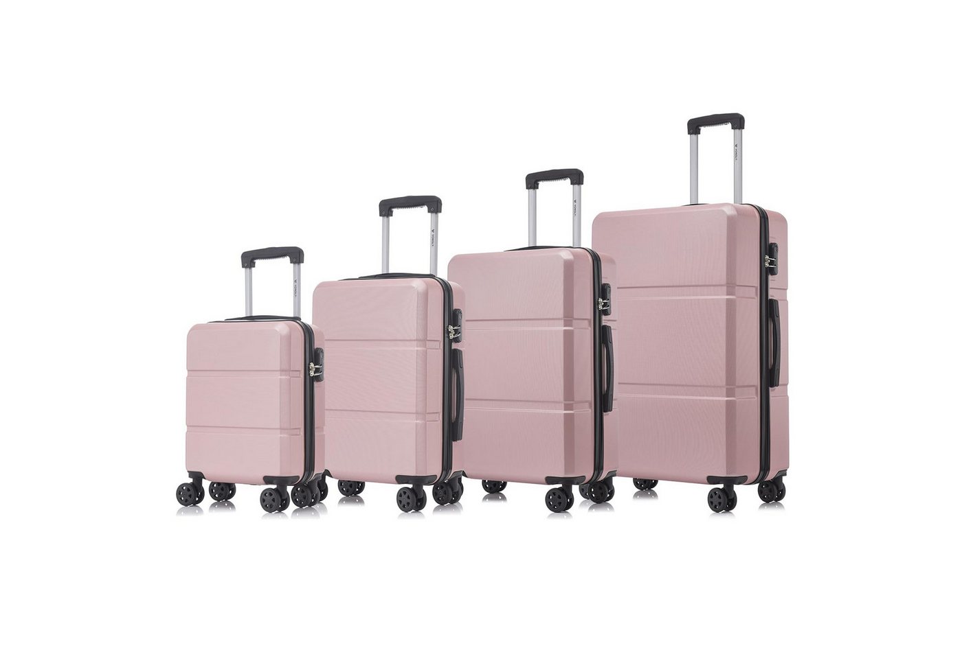 yonsly Trolleyset Koffer Set 4-tlg, Trolley Reisekoffer mit 4x 360° Rollen, 4 Rollen, (4 tlg., Hartschalen Koffer Set S/M/L/XL), Zahlenschloss, Weicher Gummigriff von yonsly
