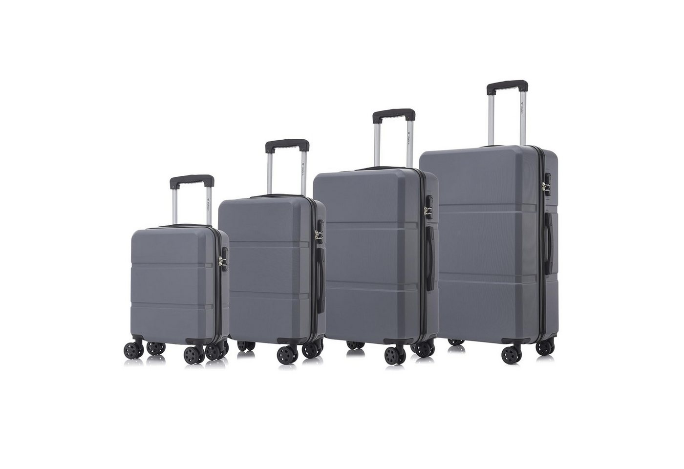yonsly Trolleyset Koffer Set 4-tlg, Trolley Reisekoffer mit 4x 360° Rollen, 4 Rollen, (4 tlg., Hartschalen Koffer Set S/M/L/XL), Zahlenschloss, Weicher Gummigriff von yonsly