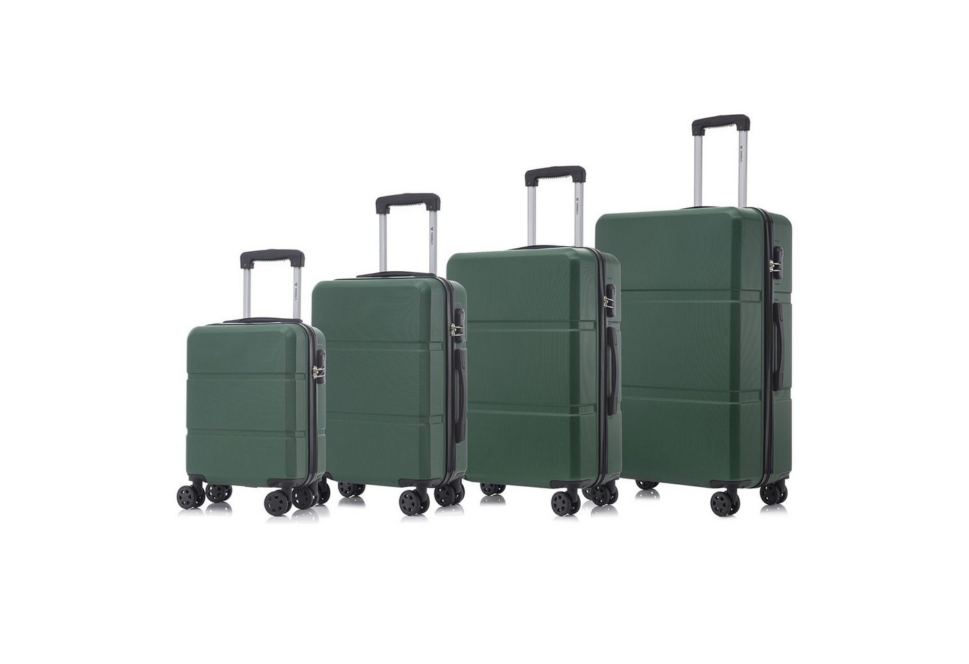 yonsly Trolleyset Koffer Set 4-tlg, Trolley Reisekoffer mit 4x 360° Rollen, 4 Rollen, (4 tlg., Hartschalen Koffer Set S/M/L/XL), Zahlenschloss, Weicher Gummigriff von yonsly