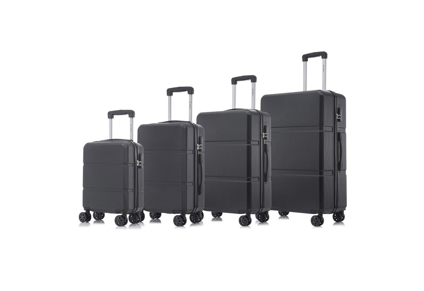 yonsly Trolleyset Koffer Set 4-tlg, Trolley Reisekoffer mit 4x 360° Rollen, 4 Rollen, (4 tlg., Hartschalen Koffer Set S/M/L/XL), Zahlenschloss, Weicher Gummigriff von yonsly
