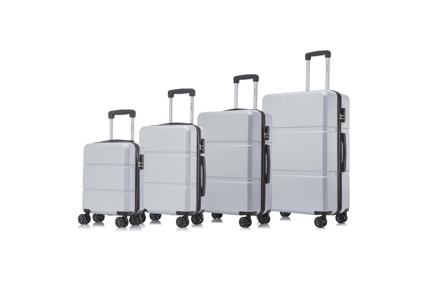 yonsly Trolleyset Koffer Set 4-tlg, Trolley Reisekoffer mit 4x 360° Rollen, 4 Rollen, (4 tlg., Hartschalen Koffer Set S/M/L/XL), Zahlenschloss, Weicher Gummigriff von yonsly