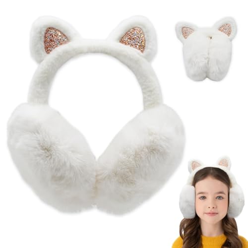 yotutun Damen Mädchen Ohrenwärmer Winter, Katzenohren Ohrenschützer Winter Cartoon Weichem Plüsch Ohrenschützer Kälteschutz faltbare Wärmendes Ohrenschützer für Outdoor Kinder, Geschenk von yotutun