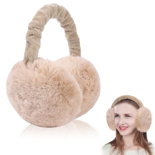 yotutun Ohrenwärmer, Faltbare Verstellbarer Plüsch Earmuffs Schutz vor Wind Warme Bequemer Weicher Kälteschutz Outdoor Ohrenmuscheln Plüsch Ohrenschützer für Damen Herren - Kamel von yotutun