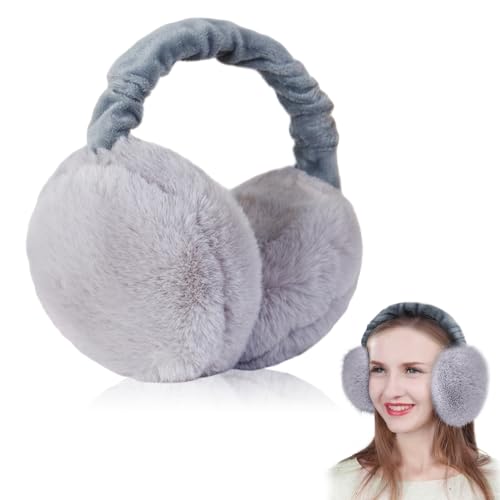 yotutun Ohrenwärmer, Faltbare Verstellbarer Plüsch Earmuffs Schutz vor Wind Warme Bequemer Weicher Kälteschutz Outdoor Ohrenmuscheln Plüsch Ohrenschützer für Damen Herren - Grau von yotutun