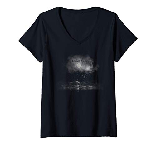 Damen Ich will Meer, Geschenk T-Shirt Mond Winter Urlaub See Natur T-Shirt mit V-Ausschnitt von you decide (München)