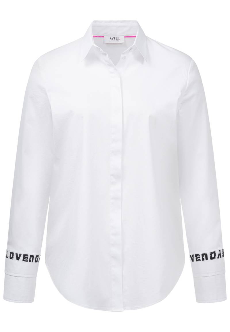 you. justwhite - Bluse weiss uni - Gr. - 44 von you. justwhite