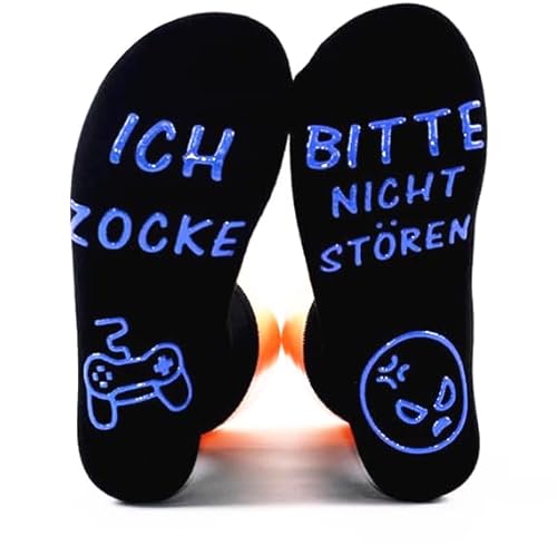 Lustige Socken Gaming Socken Gamer Geschenk Mit Spruch BITTE NICHT STÖREN ICH ZOCKE Fun Zocken Socken Neuheit Baumwoll Wintersocken Rutschfeste Haussocken Männer Herren Frauen Teenager Geburtstag von youbeautify