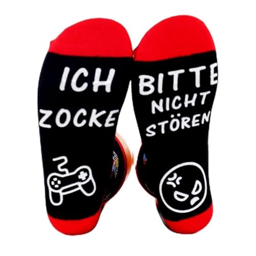 Lustige Socken Gaming Socken Gamer Geschenk Mit Spruch BITTE NICHT STÖREN ICH ZOCKE Fun Zocken Socken Neuheit Baumwoll Wintersocken Rutschfeste Haussocken Männer Herren Frauen Teenager Geburtstag von youbeautify