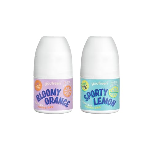 youfreen Deo für Kinder & Teens (2x50 ml) / sporty & bloomy/Jungen & Mädchen/Deo-Roll-on/vegane Naturkosmetik/antibakterieller Schutz + Bio-Aloe-Vera/Kids Deo ohne Aluminiumsalze & Alkohol von youfreen