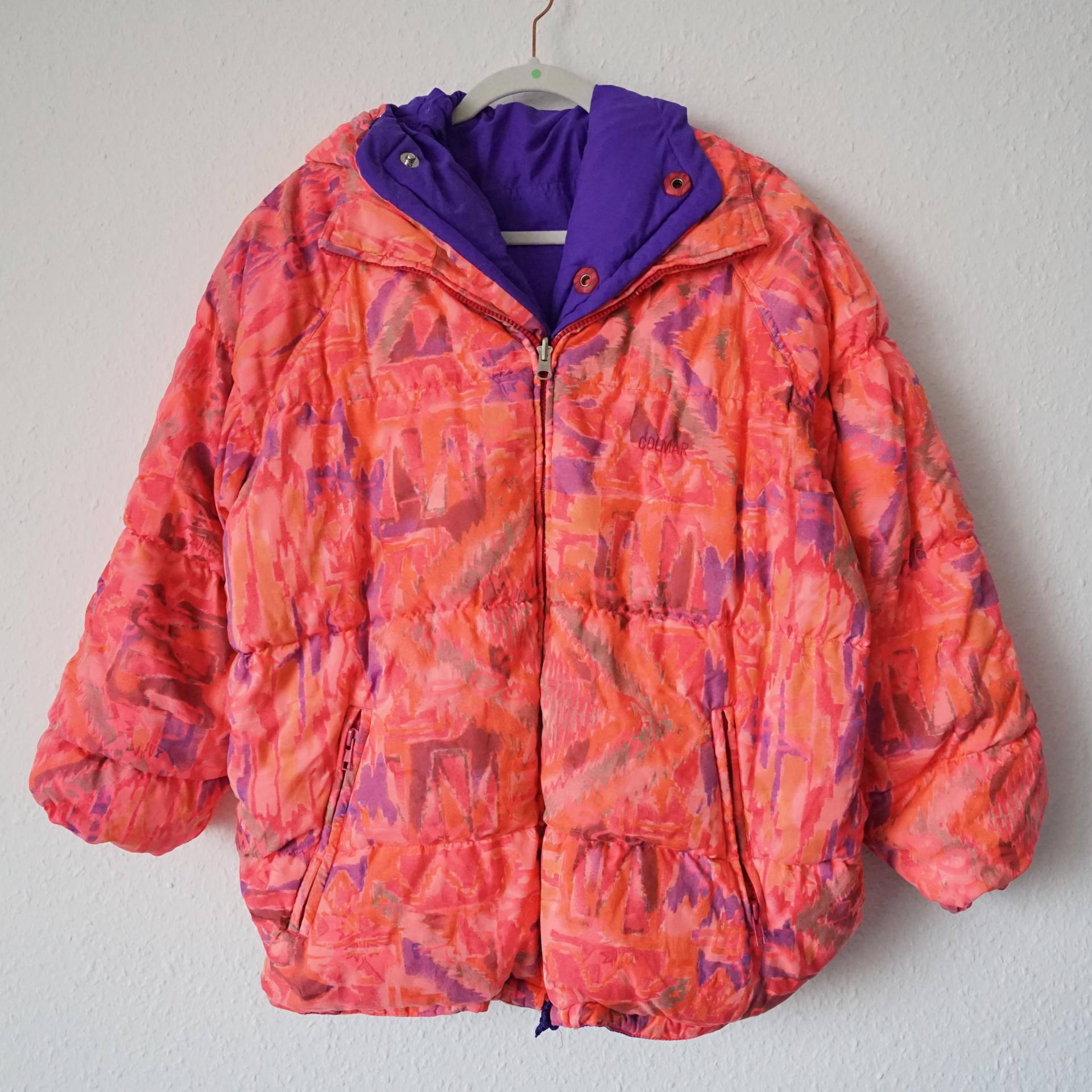 Vintage 80S Ski Jacket Size M-L Colorful Winter Sport Jacket Snowboarding Reversible von youhadmeatvintageDE