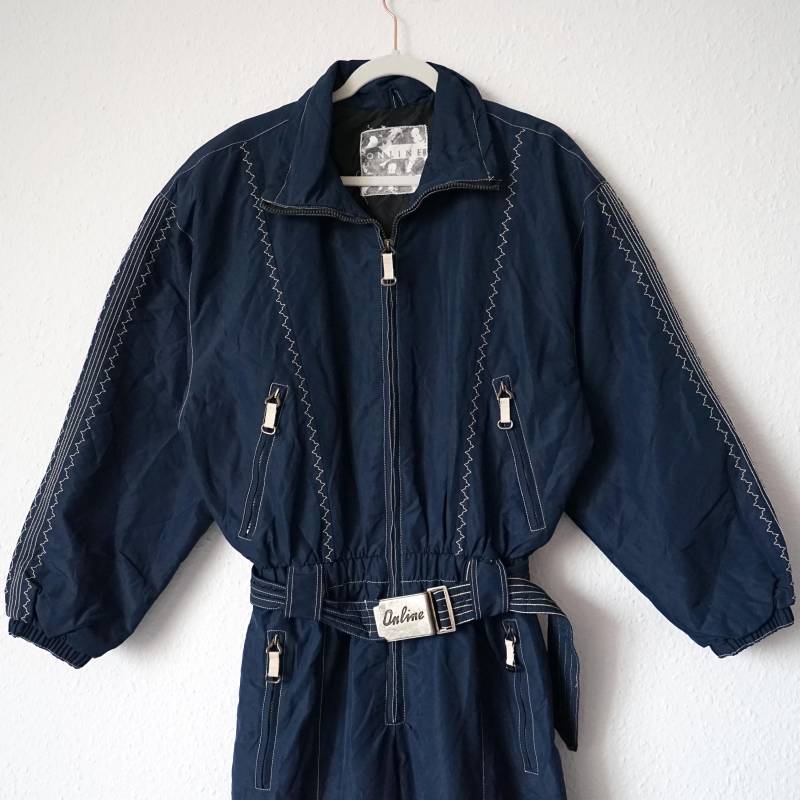 Vintage 80S Ski Suit Size M-L Blue Embroidered Snow Snowboard One Piece Overalls von youhadmeatvintageDE