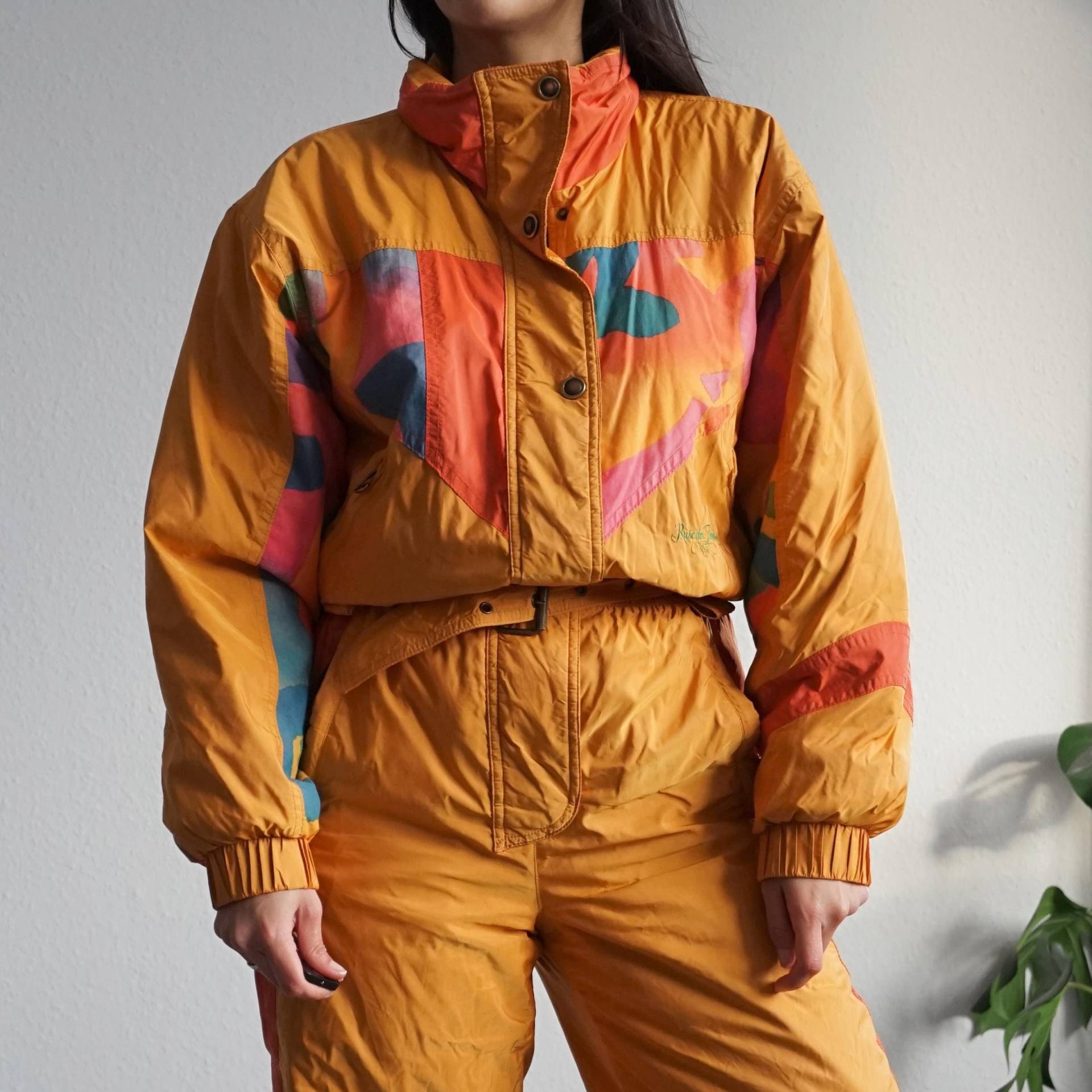 Vintage 80S Ski Suit Size M Orange Colorful Snow Snowboard One Piece Overalls von youhadmeatvintageDE
