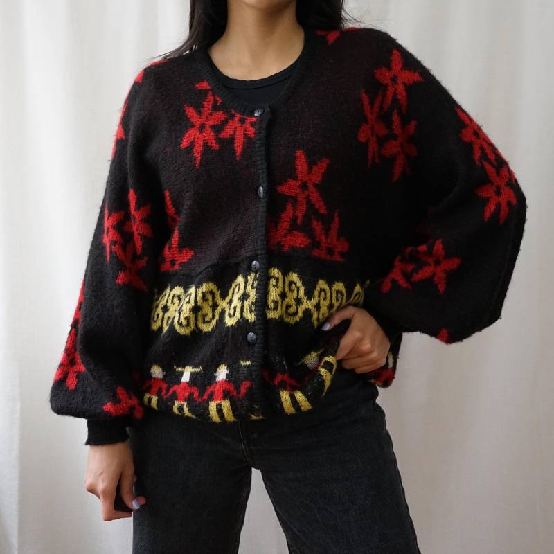 Vintage 90S Cardigan Size M-L Mohair Cardigan Grunge Vintage Knit Jacket Grandma von youhadmeatvintageDE