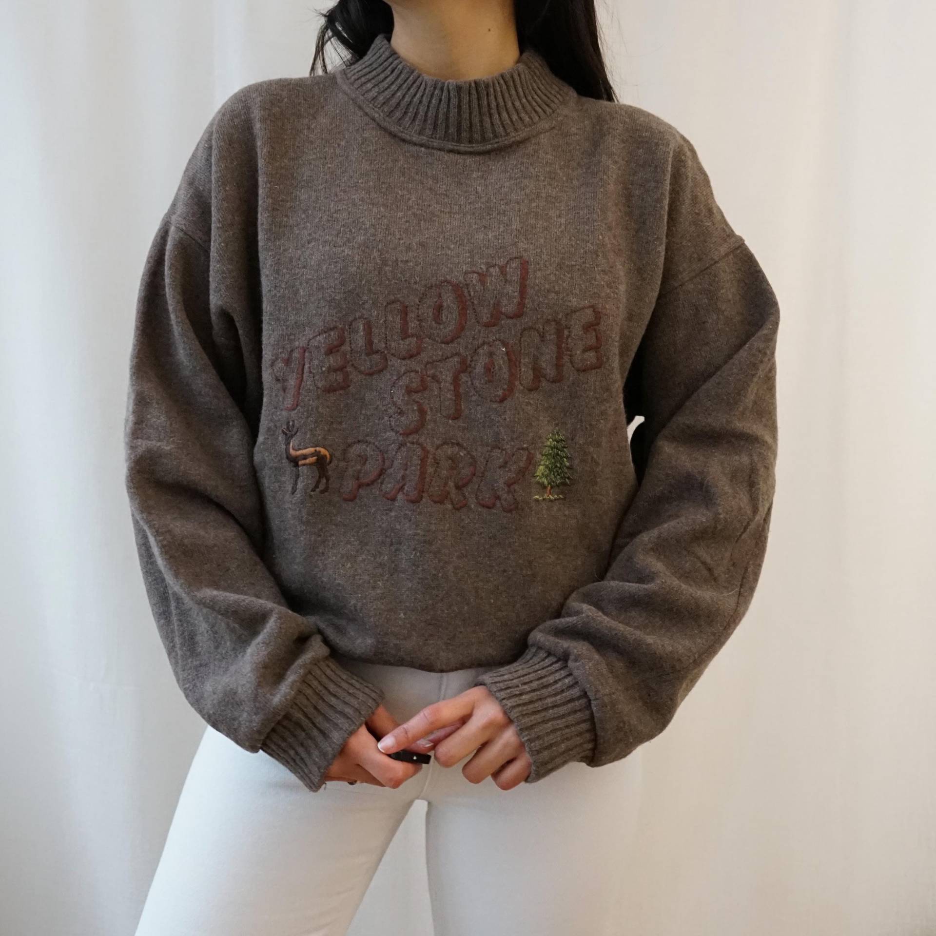 Vintage 90S Pullover Size L Embroidered Pullover Knit Sweater Wool Mix Brown Vintage 90S Pullover Size L Embroidered Pullover Knit Sweater Wool Mix Brown von youhadmeatvintageDE