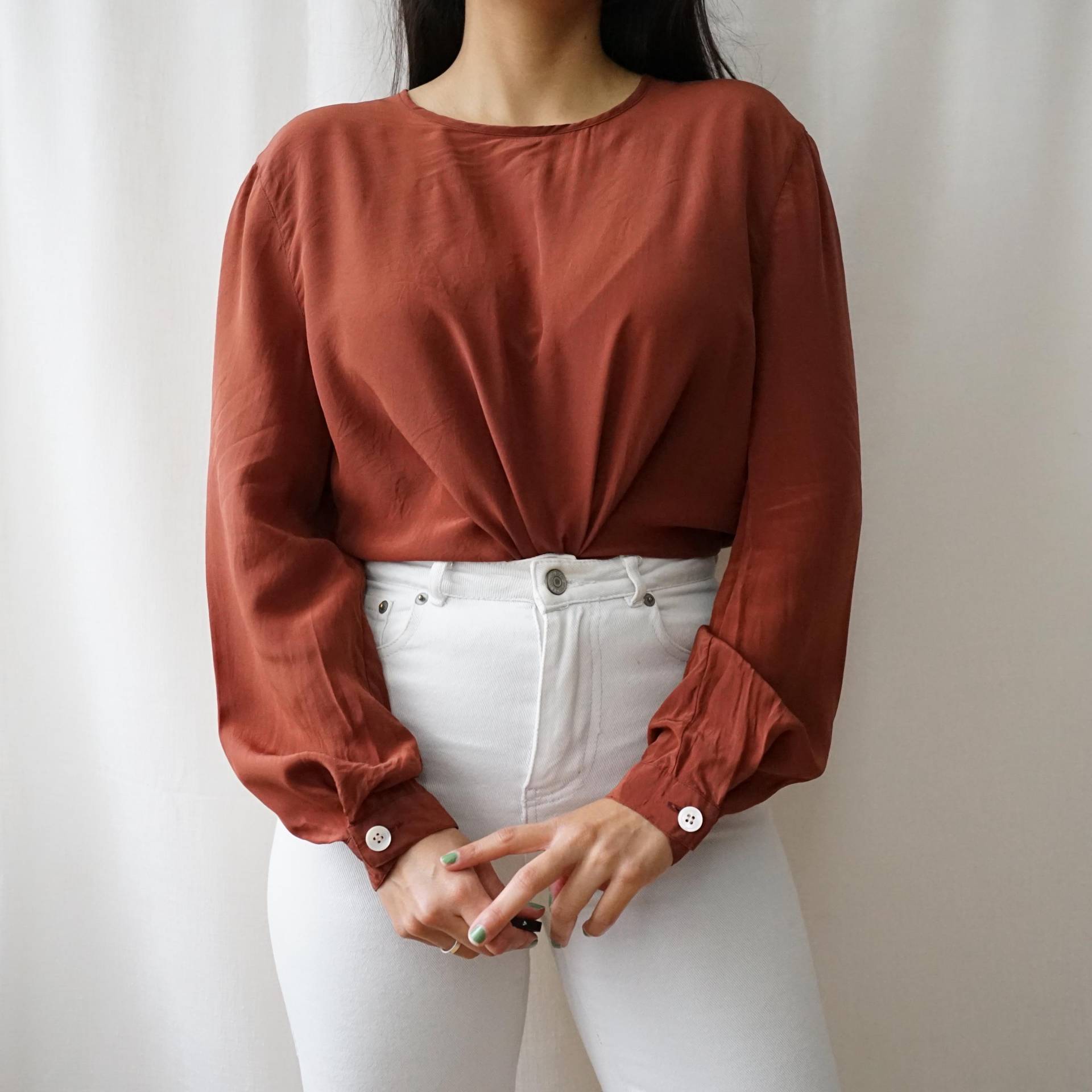 Vintage 90S Silk Blouse Size M Long Sleeve Blouse Elegant Brown Shirt Vintage Korean Vintage 90S Silk Blouse Size M Long Sleeve Blouse Elegant Brown Shirt Vintage Korean von youhadmeatvintageDE