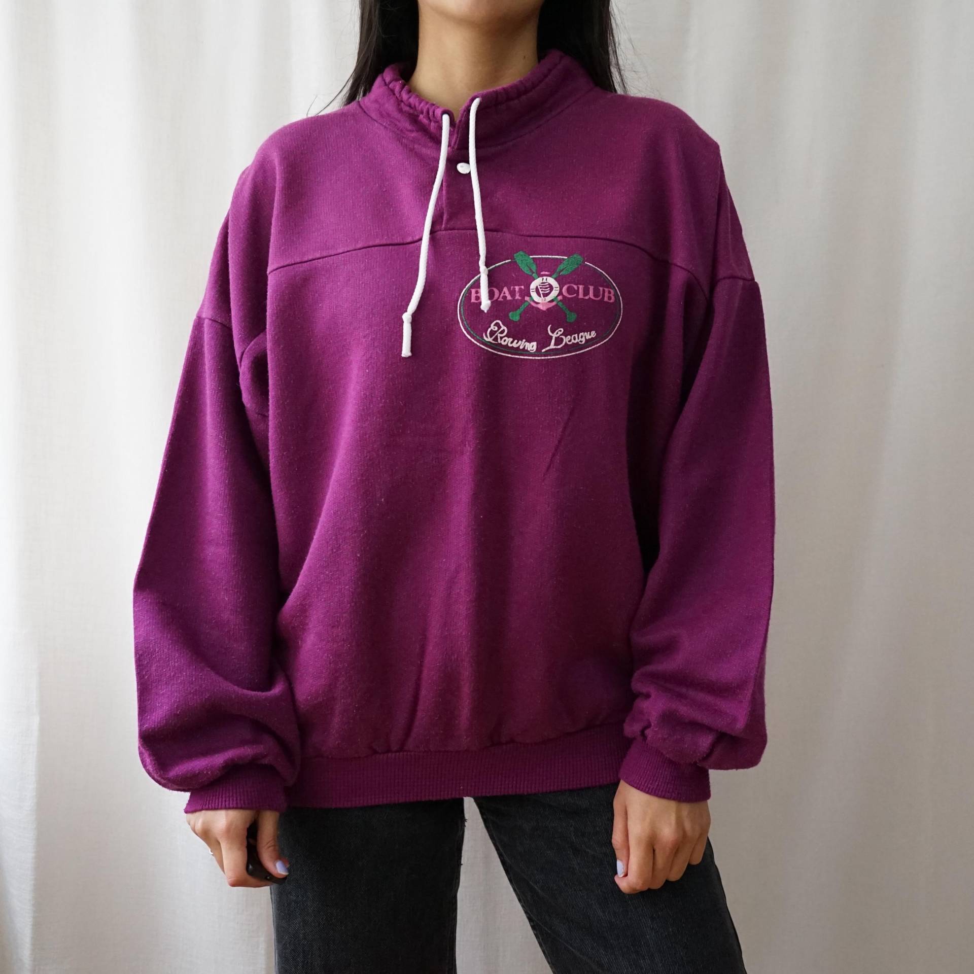 Vintage 90S Sweatshirt Size L Sweater Purple Sweatshirt Retro Pullover 80S von youhadmeatvintageDE