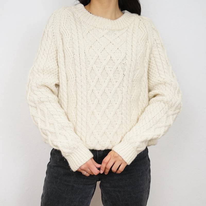 Vintage Cream Chunky Pullover Size M Knit Sweater 90S Off White Vintage Cream Chunky Pullover Size M Knit Sweater 90S Off White von youhadmeatvintageDE
