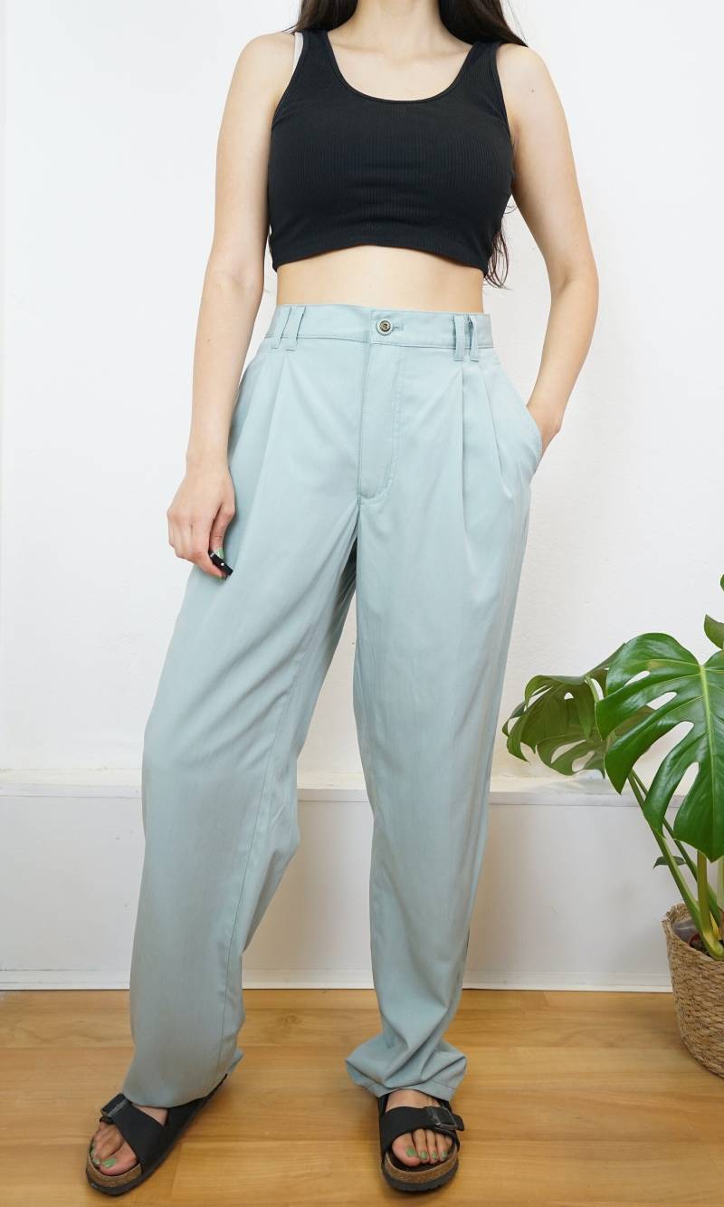 Vintage Elegant Pants Size L Light Blue Straight Trousers Vintage Elegant Pants Size L Light Blue Straight Trousers von youhadmeatvintageDE