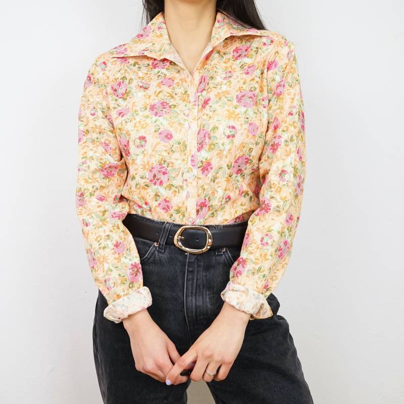 Vintage Floral Blouse Size M Long Sleeve Shirt Button Up Blouse 90S Boho Collared Vintage Floral Blouse Size M Long Sleeve Shirt Button Up Blouse 90S Boho Collared von youhadmeatvintageDE