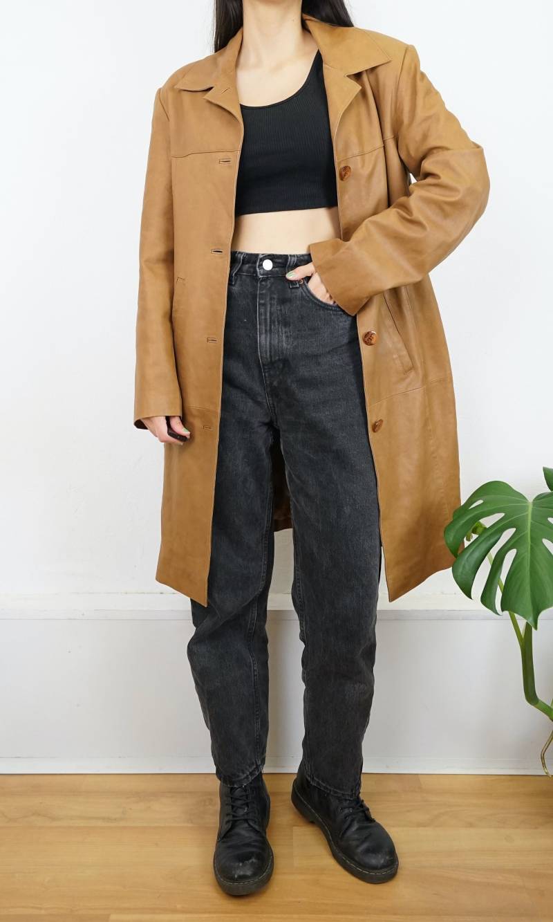 Vintage Mercedes Benz Leather Coat Size S Light Brown Coat Leather Long Jacket Vintage Mercedes Benz Leather Coat Size S Light Brown Coat Leather Long Jacket von youhadmeatvintageDE