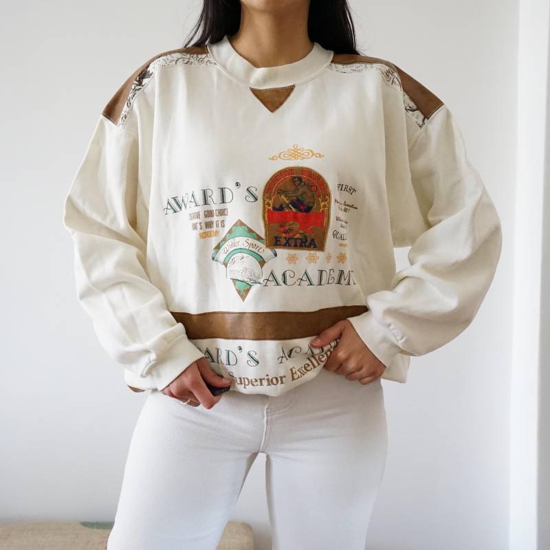 Vintage Sweatshirt Size L Cream Sweatshirt Oversized Retro Pullover Vintage Sweatshirt Size L Cream Sweatshirt Oversized Retro Pullover von youhadmeatvintageDE