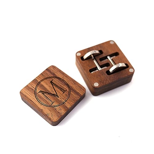 youjia Runde Holz-Manschettenknöpfe mit Holzbox Personalisierte für Herren Zubehör für Hemden Vintage Metall-Manschettenknöpfe Geschenk für Trauzeugen Für Hochzeitsjubiläen von youjia