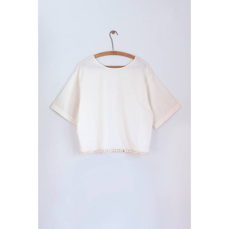 Bommel Tshirt Ginkgo 18 | Écru von youlooklikeaboy