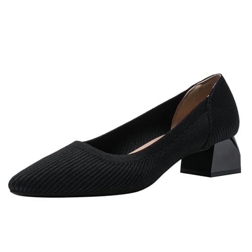 youngshow Damen-Pumps mit Kätzchen-Absätzen, spitzer Zehenbereich, Strick, Slipper, bequem, lässig, formell, Dicker Absatz, Schwarz, 41 EU youngshow Damen-Pumps mit Kätzchen-Absätzen, spitzer Zehenbereich, Strick, Slipper, bequem, lässig, formell, Dicker Absatz, Schwarz, 41 EU von youngshow