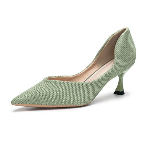 youngshow Damen-Pumps mit Kätzchen-Absätzen, spitzer Zehenbereich, Strick, Slipper, bequem, lässig, formell, Grün , 35.5 EU youngshow Damen-Pumps mit Kätzchen-Absätzen, spitzer Zehenbereich, Strick, Slipper, bequem, lässig, formell, Grün , 35.5 EU von youngshow